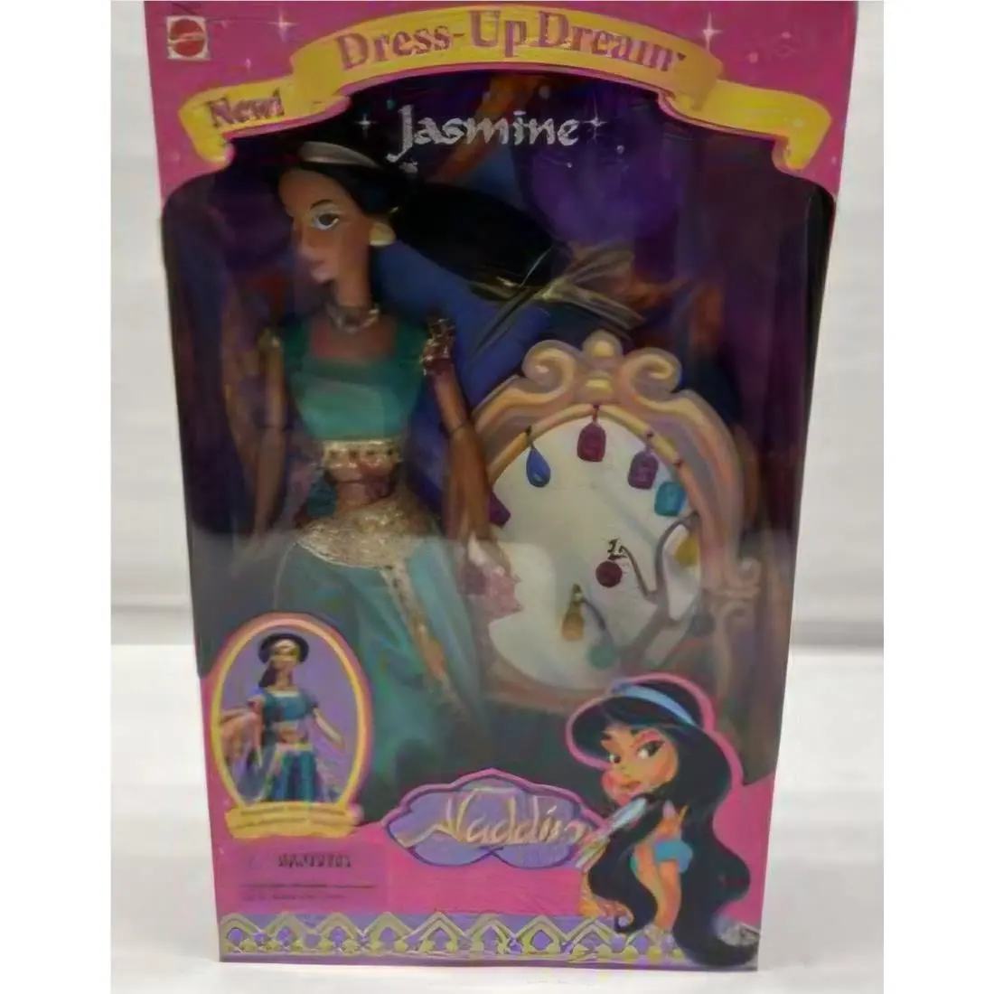 Disney Aladdin Dress Up Dream Jasmine Doll Mattel Vintage Nrfb Accessories