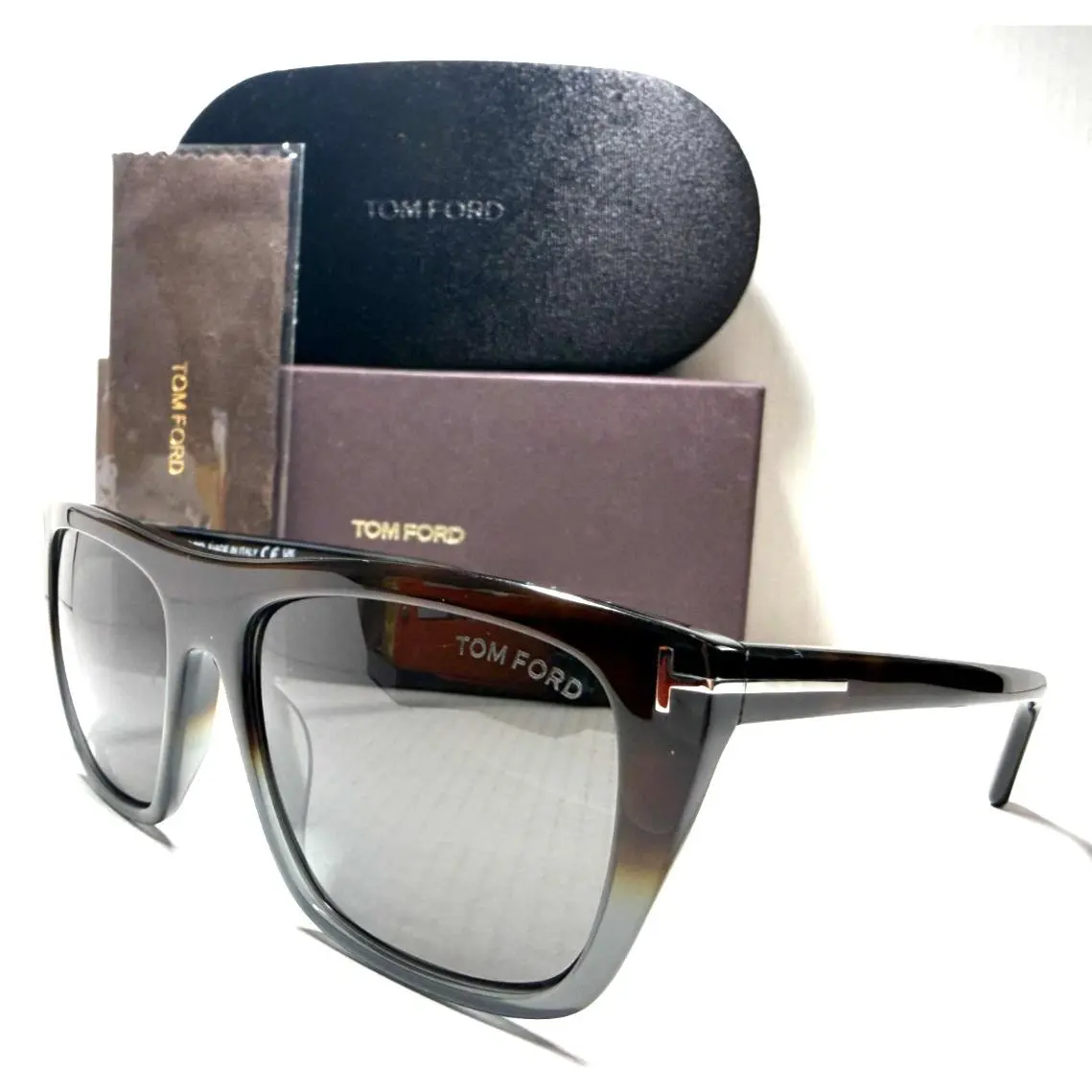 Sunglasses Aslan TF1175 55A Dark Havana Fade Grey with Grey Lens 53-20 by Tom Ford