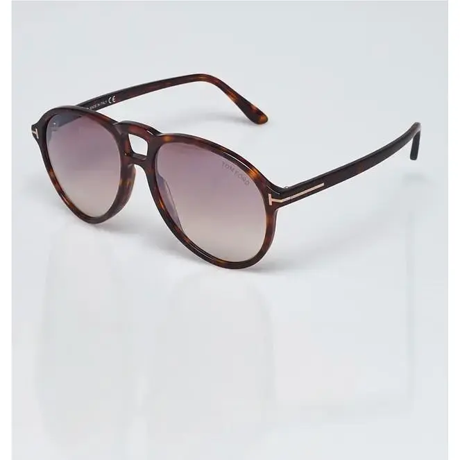 Tortoise Shell Acetate Goldtone Metal Lennon-02 Sunglasses TF645 by Tom Ford