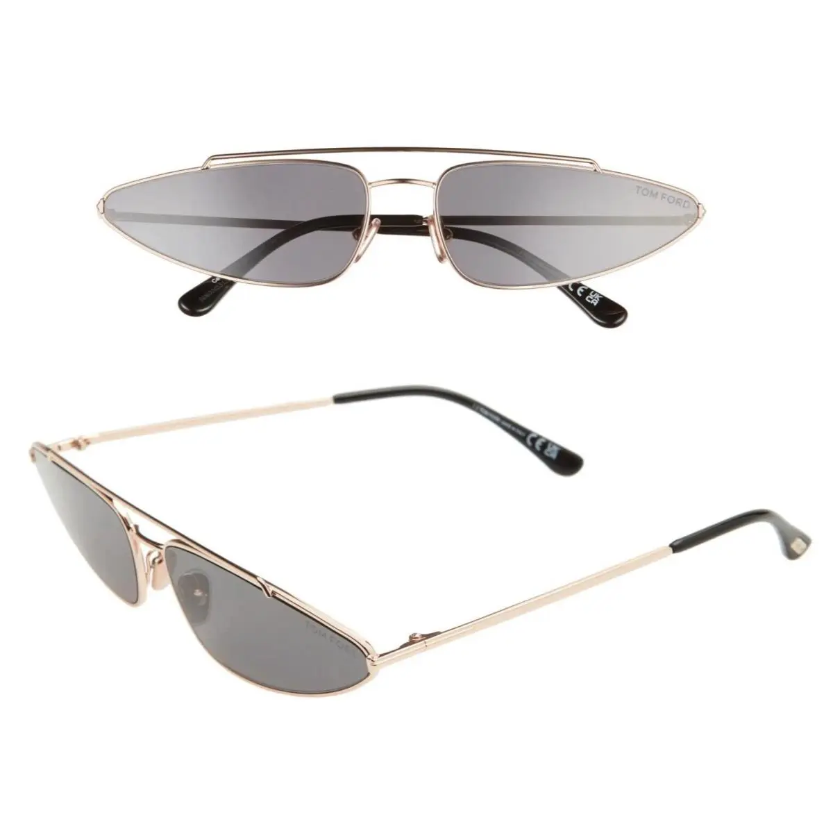 Cam TF979 28A Women`s 65mm Cat Eye Sunglasses Rose Gold / Smoke - Italy by Tom Ford