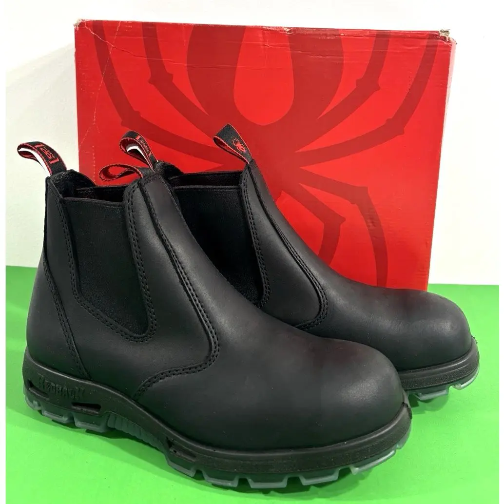 9.5 US Men`s  Bobcat Usbbk Tpu Safety Steel Toe Boots Black Oil Kip by Redback