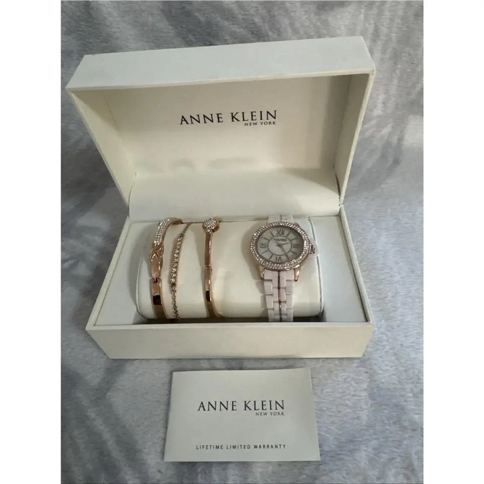 12/2298RGST Light Pink Ceramic Watch Band Rose Gold Bangle by Anne Klein