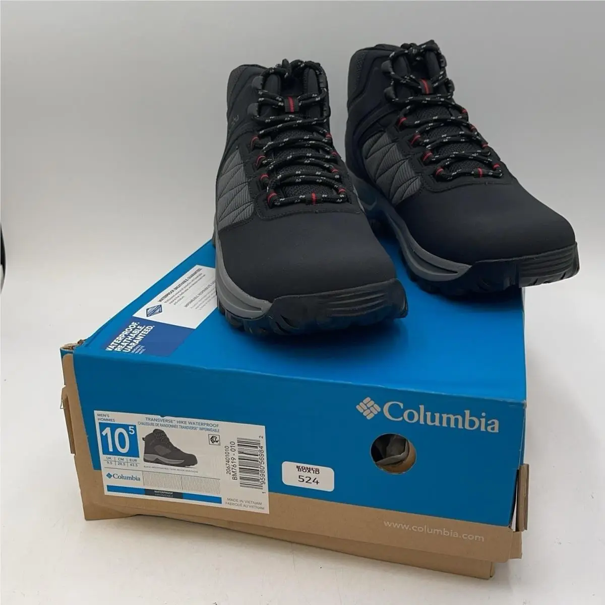 Columbia Transverse Hike Waterproof Shoes Mens Size 10.5 Black Hiking Sneakers