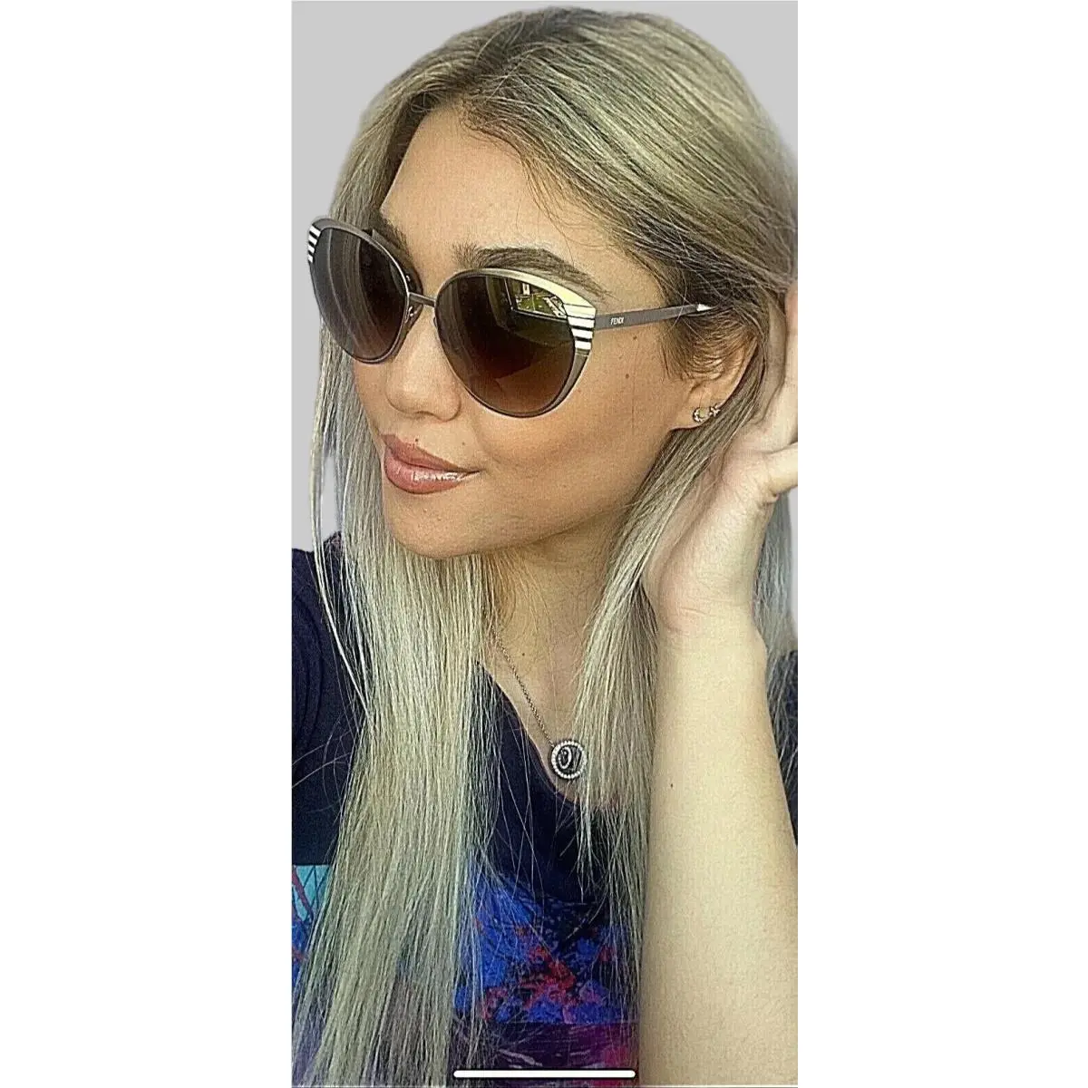 FF 0017S 7SGQH 58mm Cat Eye Designer Oversized Women`s Sunglasses Italy by Fendi