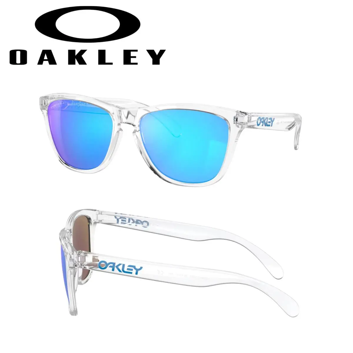 Frogskins Sunglasses Crystal Clear Frame / Prizm Sapphire Iridium Lens by Oakley