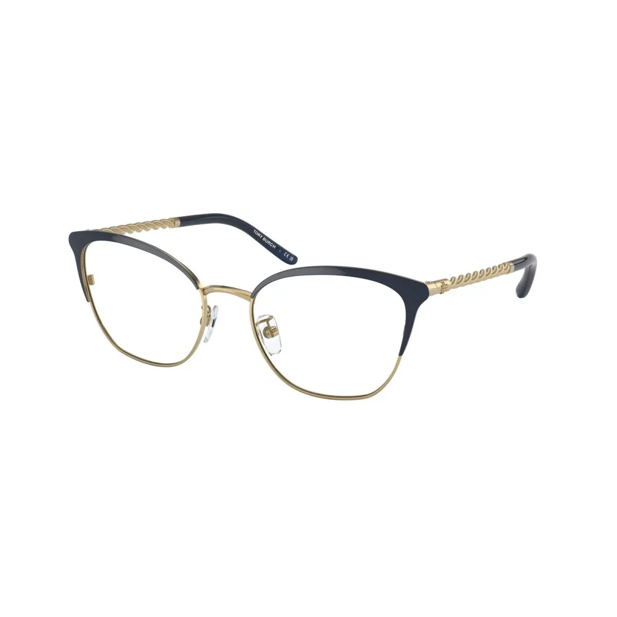 TY 1076 Shiny Gold/navy 3341 Size 53 Eyeglasses by Tory Burch
