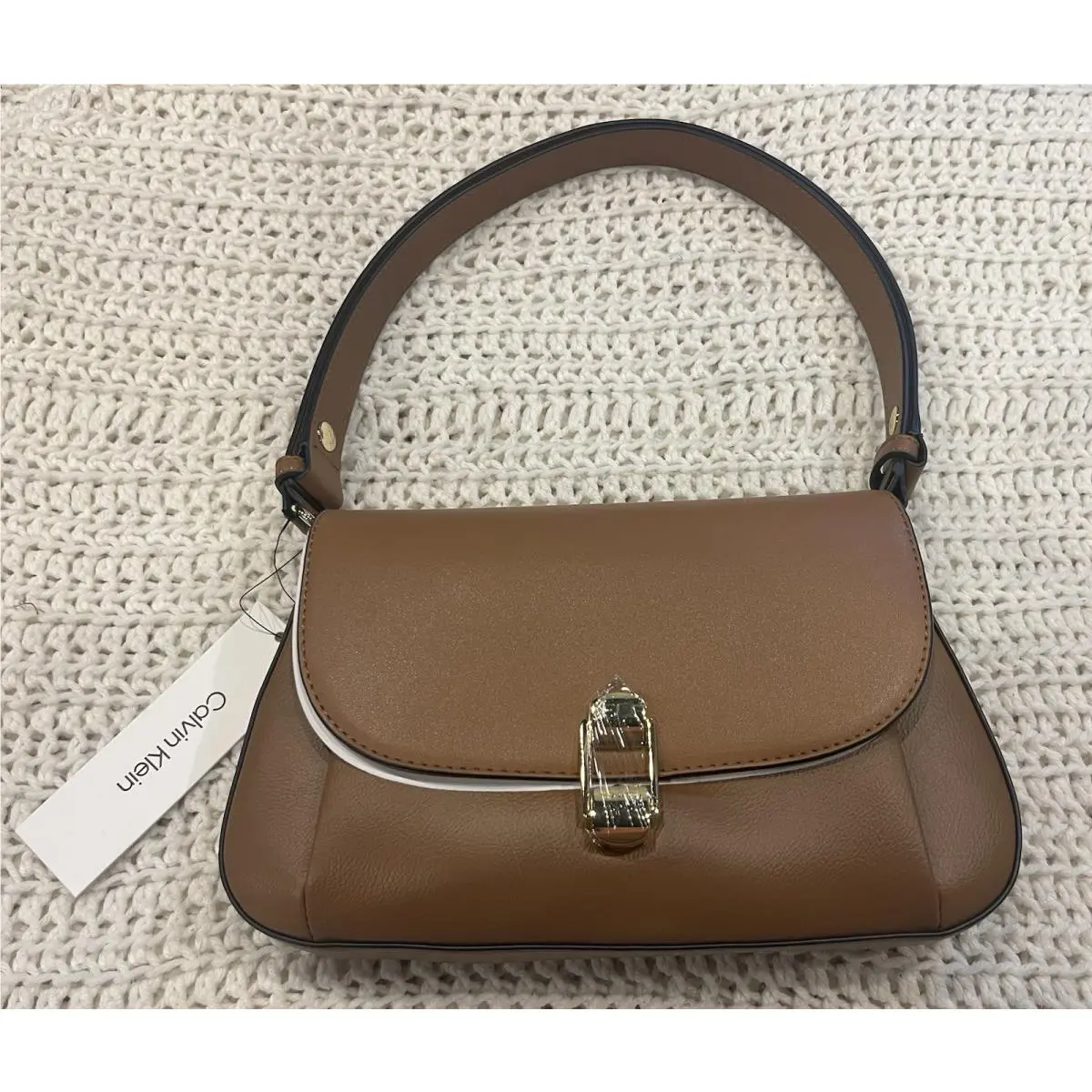 Caramel Combo Shoulder Bag Brown Tan Handbag 10”6”1.5” by Calvin Klein