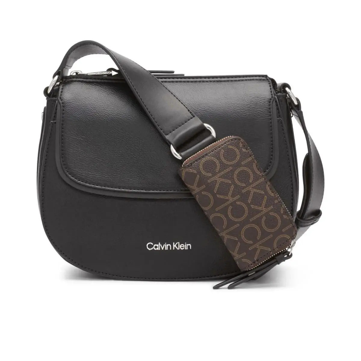 Bella Brown/khaki/black Vegan Leather Novelty Crossbody Bag by Calvin Klein