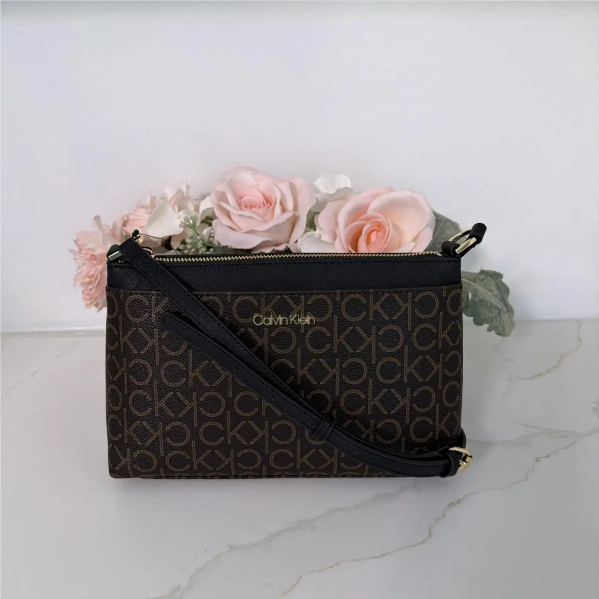 Women`s CK Logo Crossbody Bag Brown by Calvin Klein