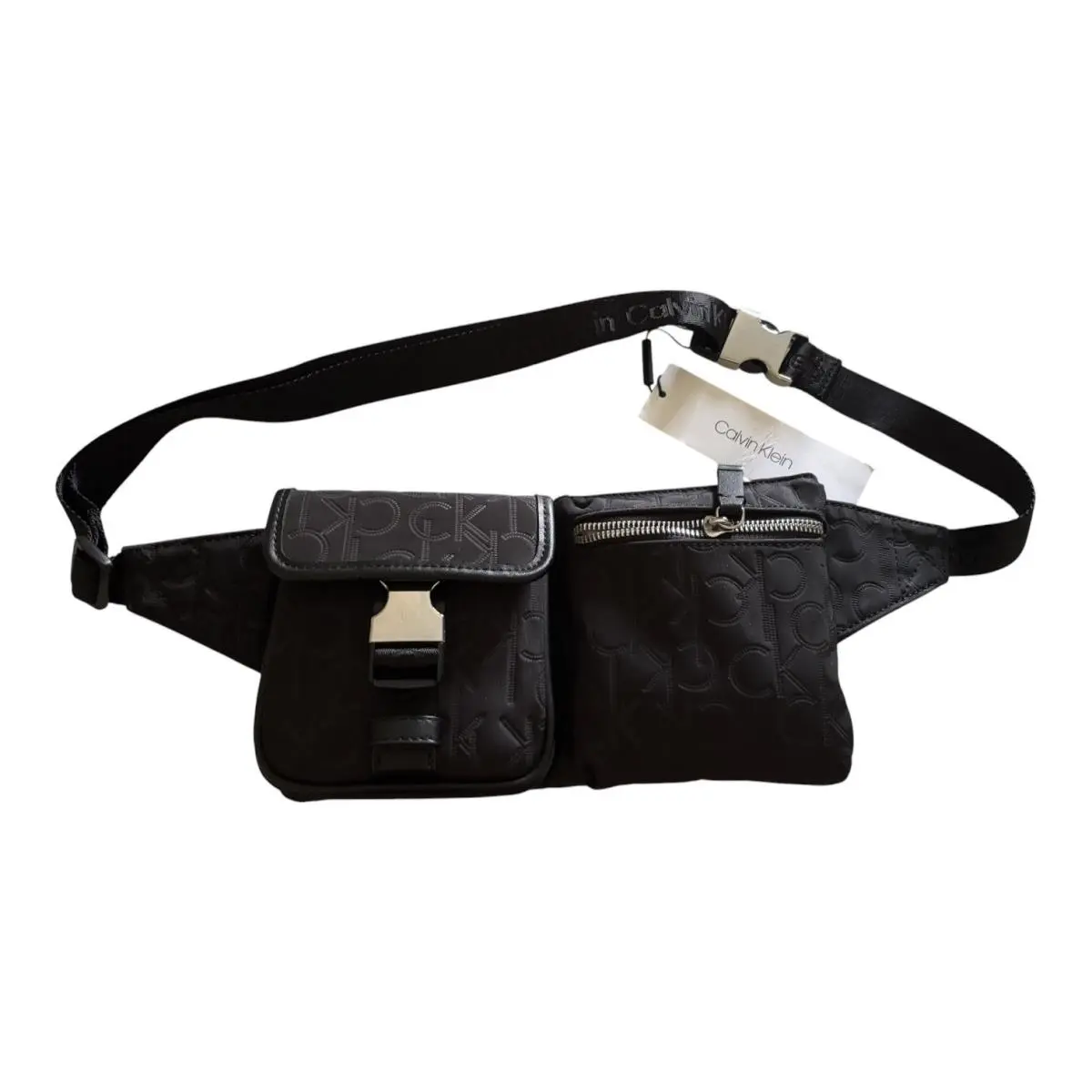 Black Logo Silver Buckles Adjustable Fanny Pack Travel by Calvin Klein