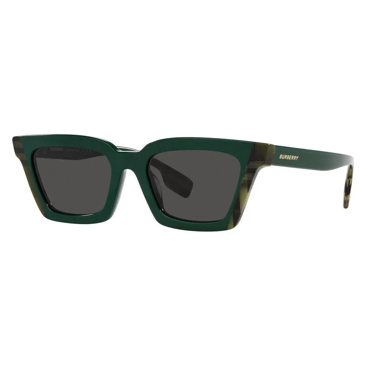 BE4392U 405687 Briar Sunglasses Green/check Green Frame Dark Grey 52mm by Burberry