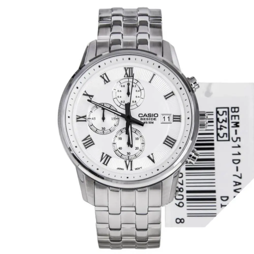 Casio Beside BEM511D-7A Quartz Chronograph Watch Black Dial