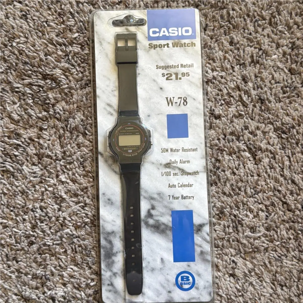 Nos Rare Vintage Casio W-78 Men’s Digital Alarm Chronograph Sports Watch Jdm 80s