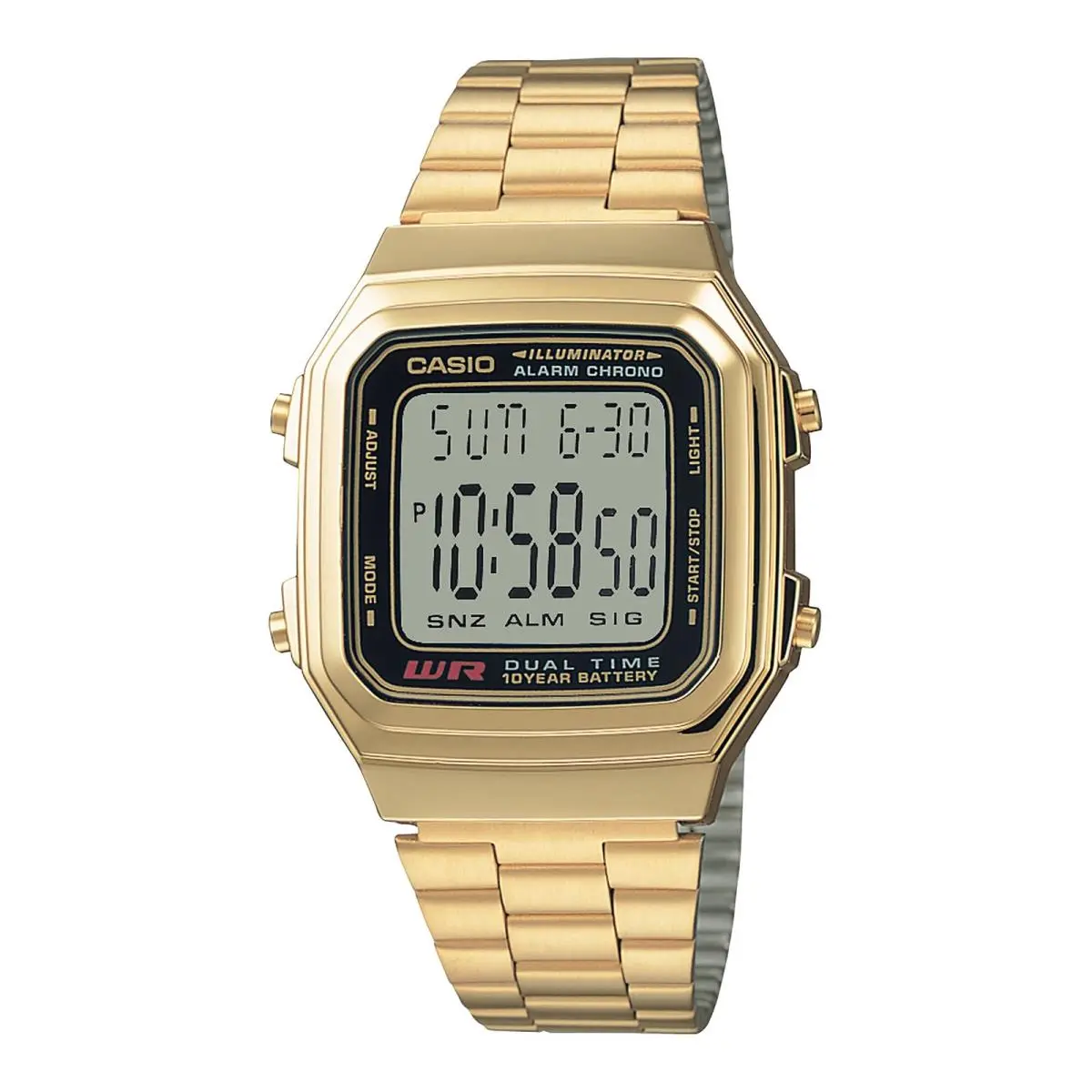 Casio Men`s Gold Digital Stainless Steel Vintage Classic Watch - A-178WGA-1A