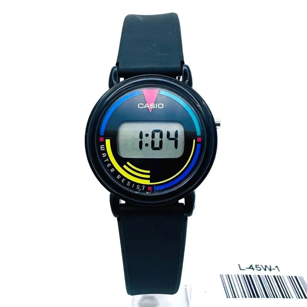 Vintage Casio L45W-1 Ladies Digital Watch Black Resin Band Retro 1980s