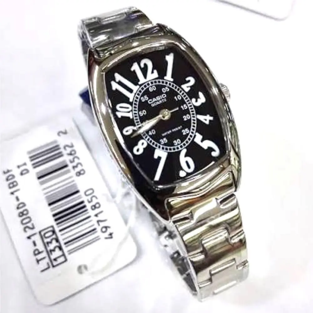 Women`s Watch LTP-1208D-1B Rectangular Black Dial Stainless Steel by Casio