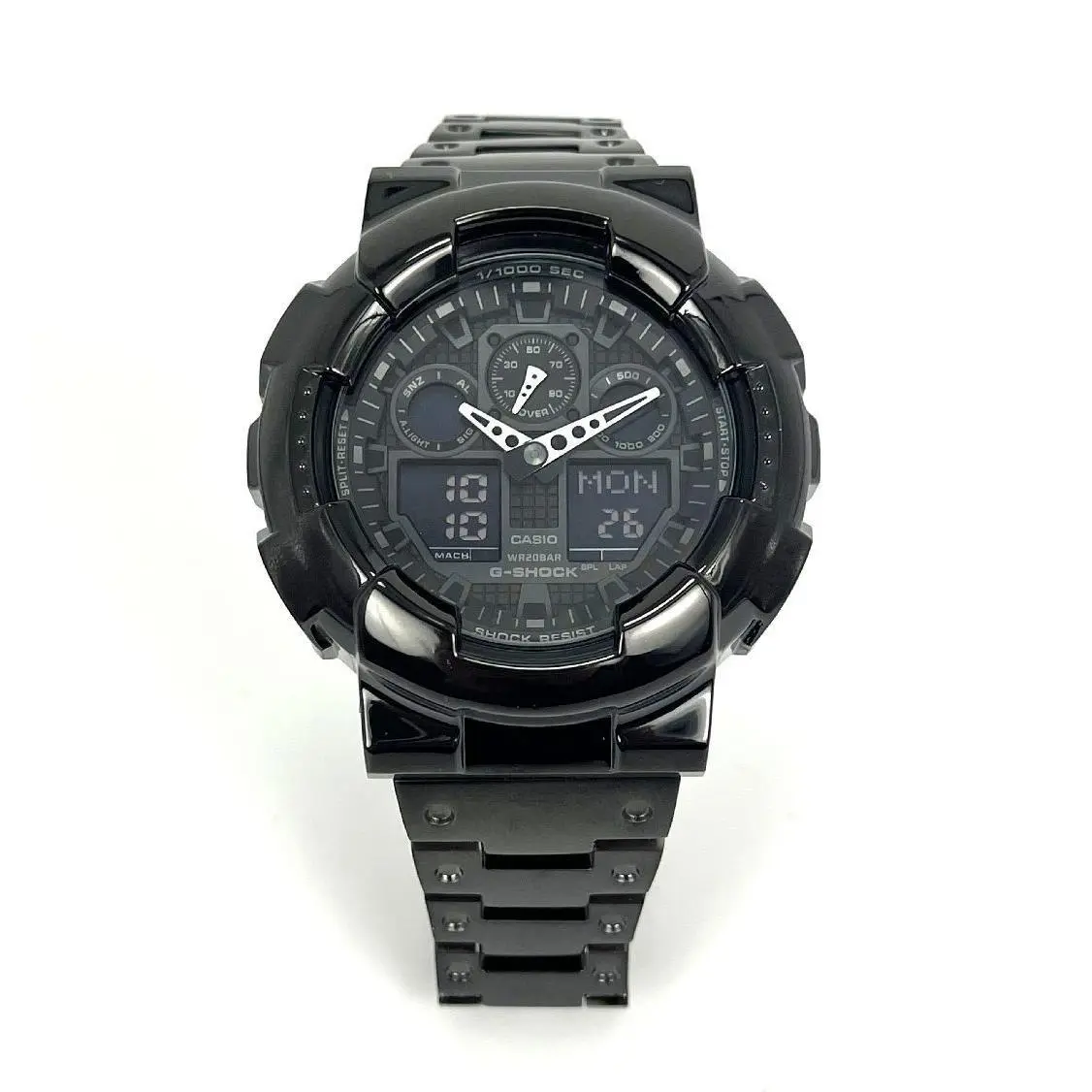 G-shock GA100-1A1 Mod Full Custom Metal Case and Bracelet Black GA-100 by Casio