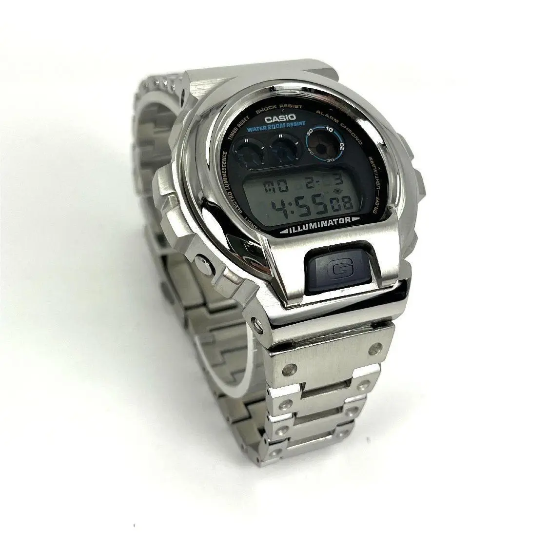 G-shock DW6900 Mod Full Custom Metal Case and Bracelet Silver 6900 by Casio