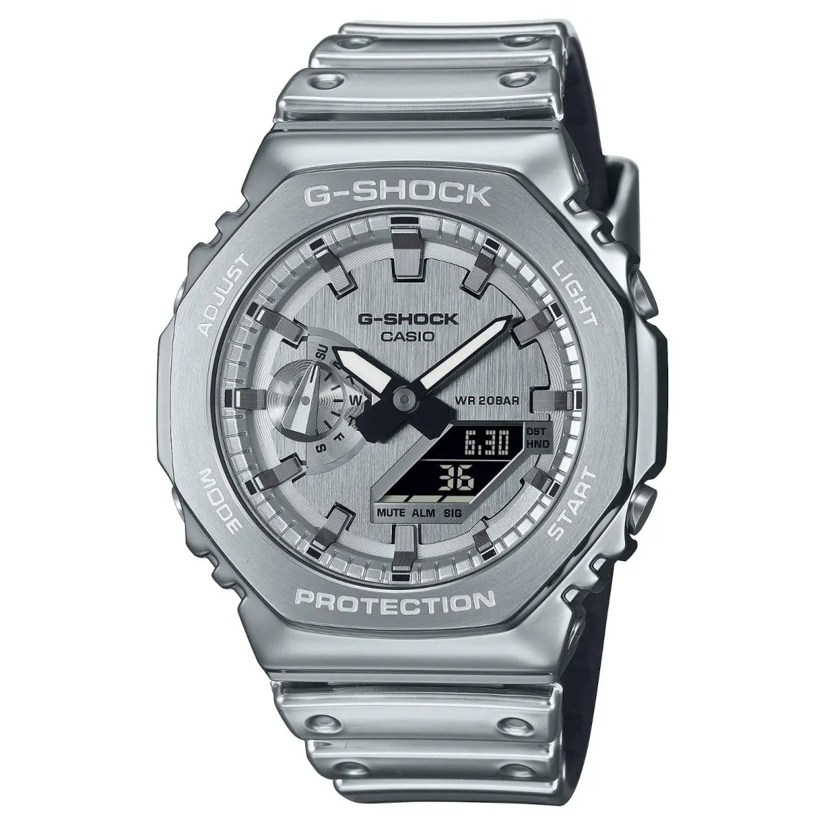 Casio G-shock GM2100YM-8A Fine Metallic Series Silver Dial Digital Analog Watch