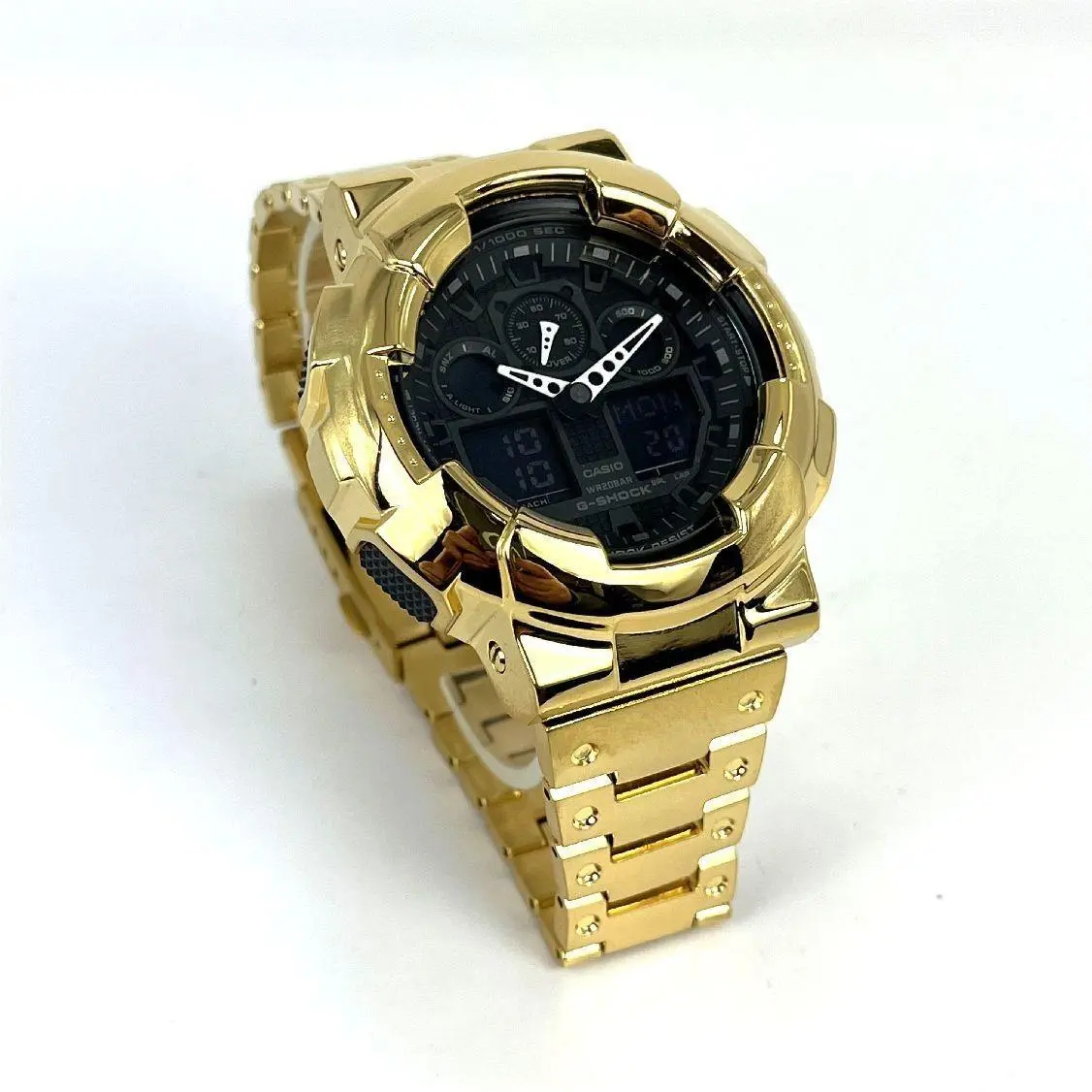 G-shock GA100-1A1 Mod Full Custom Metal Case and Bracelet Gold GA-100 by Casio