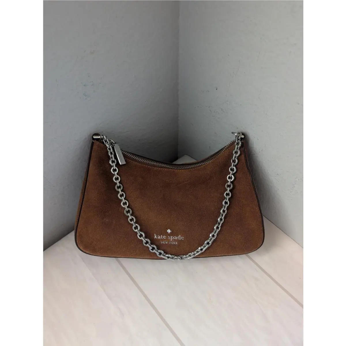 KP042 Margot Suede Shoulder Bag In Warm Gingerbread by Kate Spade
