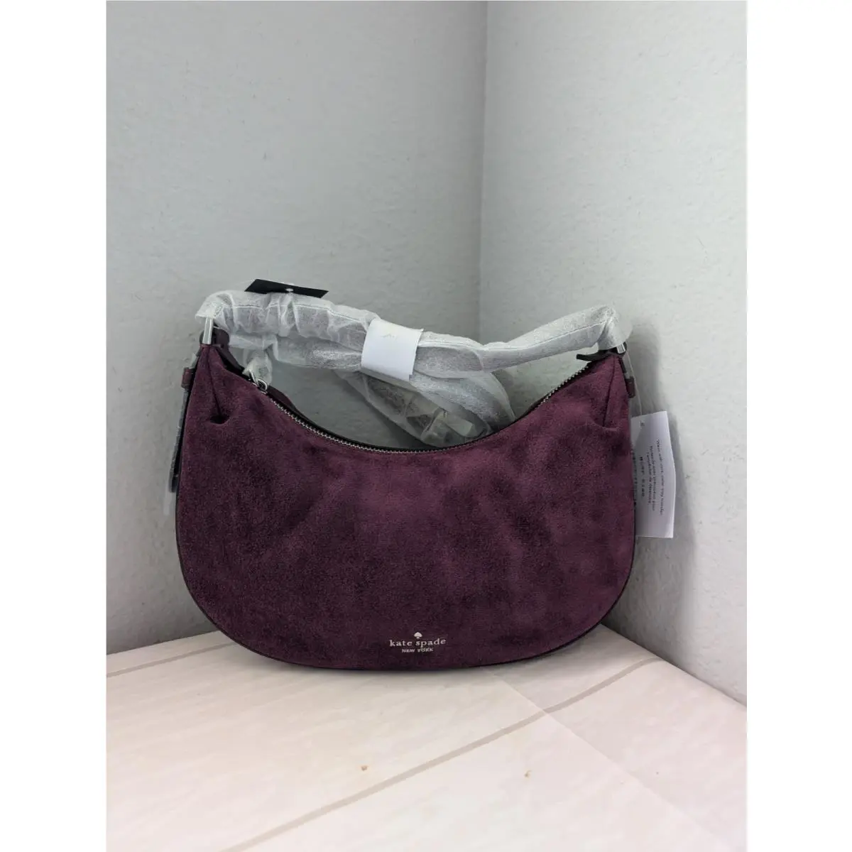 KP282 Selene Suede Shoulder Bag In Deep Cherry by Kate Spade