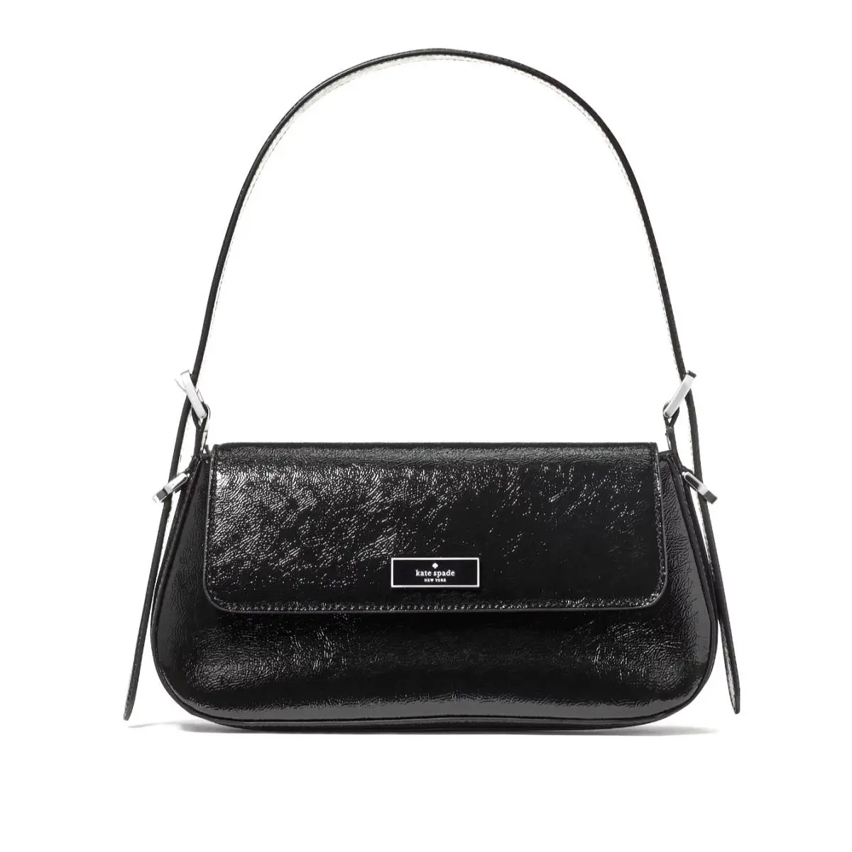 New  Bridget Shiny Patent Leather Small Flap Shoulder Bag Black by Kate Spade
