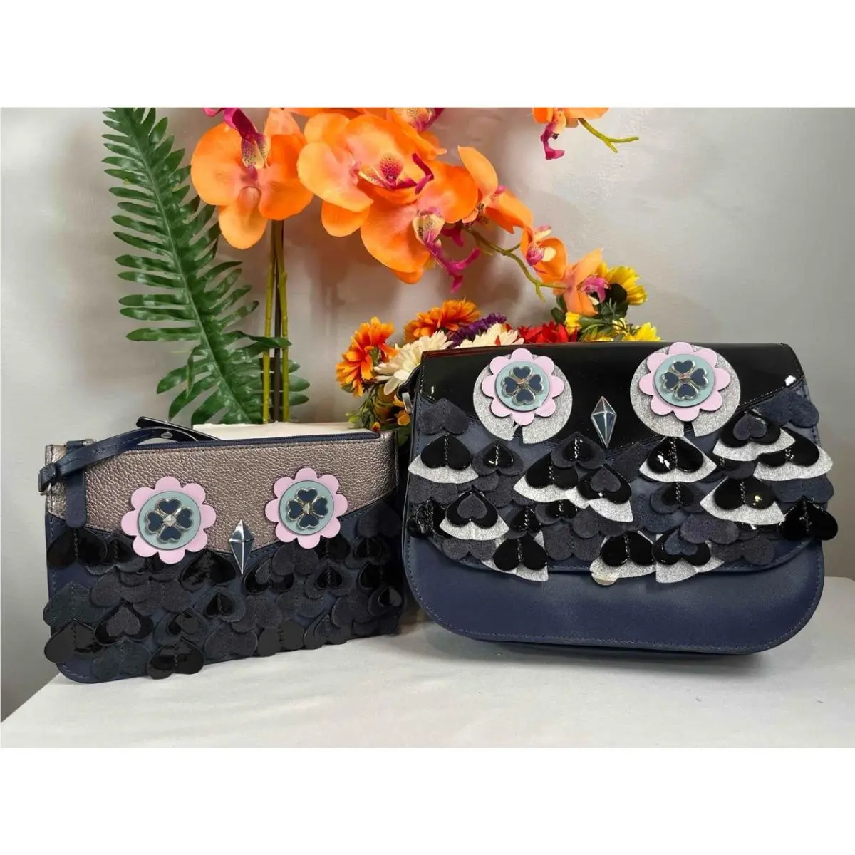 Zibbi Nightcap Owl Leather Crossbody Bag + Matching Pouch Set by Kate Spade