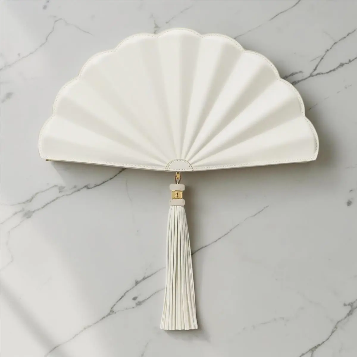 Lotus Fan Clutch Bag Meringue Cream White Novelty Handbag KO531 by Kate Spade