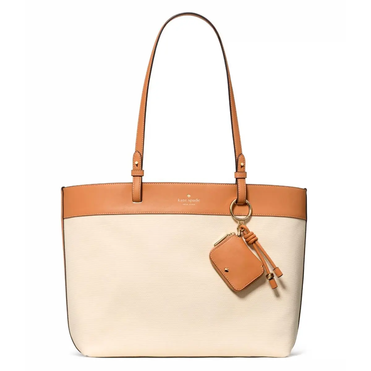 New  Tessa Tote Bag with Charm Light Saddle Multi by Kate Spade
