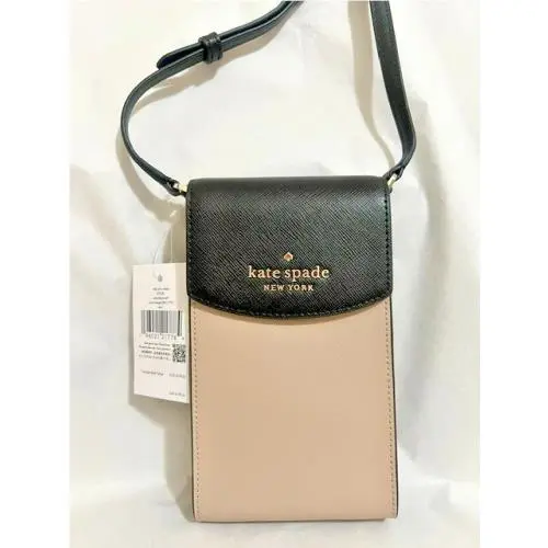 Staci Madison Black/beige North South Flap Phone Case Crossbody Bag by Kate Spade