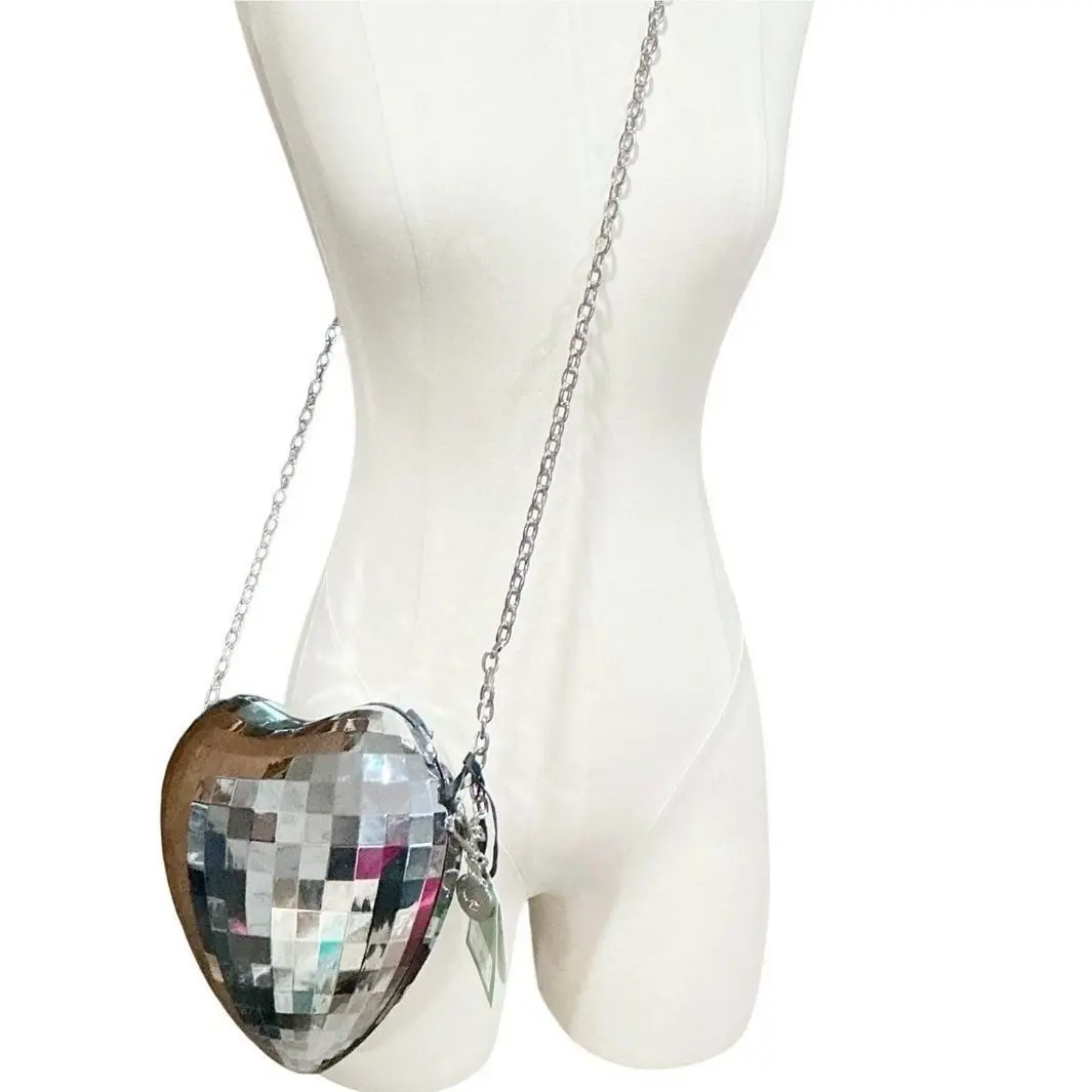 x Target Silver Disco Heart Crossbody Bag Collab Glam Statement by Kate Spade