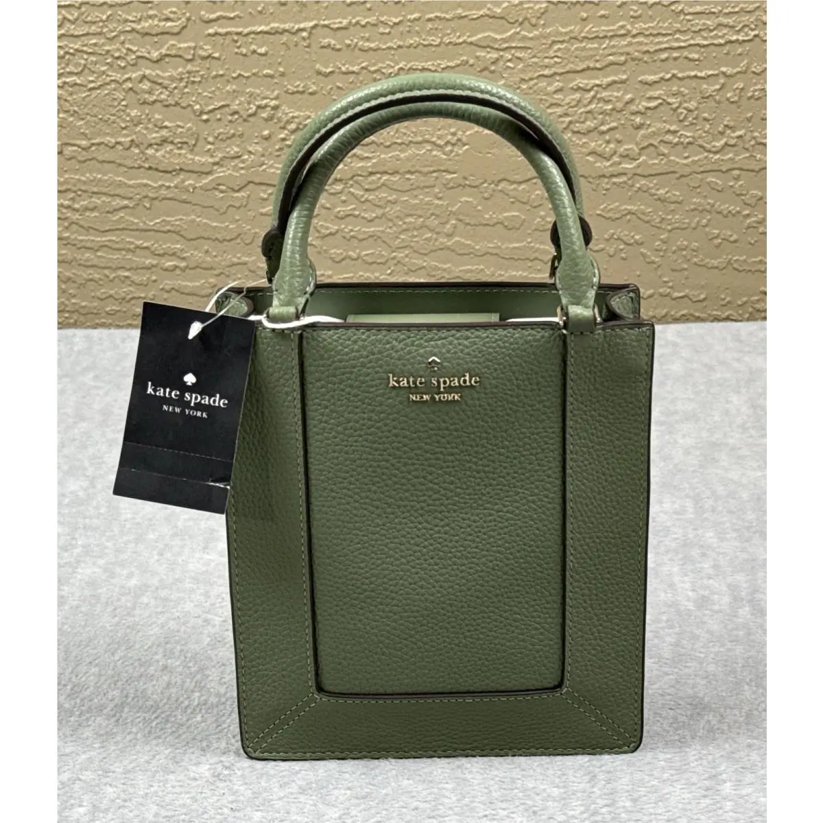 Lena Mini Tote Womens Romaine Green Pebbled Leather Handbag K1884 by Kate Spade