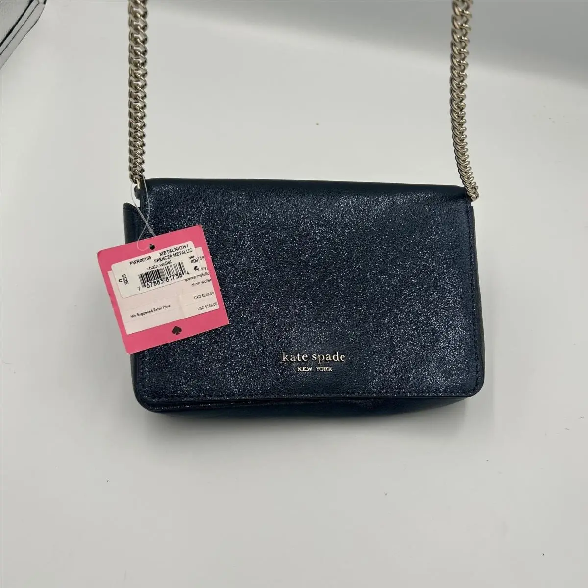 Spencer Metallic Chain Wallet Metalnight Navy Blue PWR00158 by Kate Spade