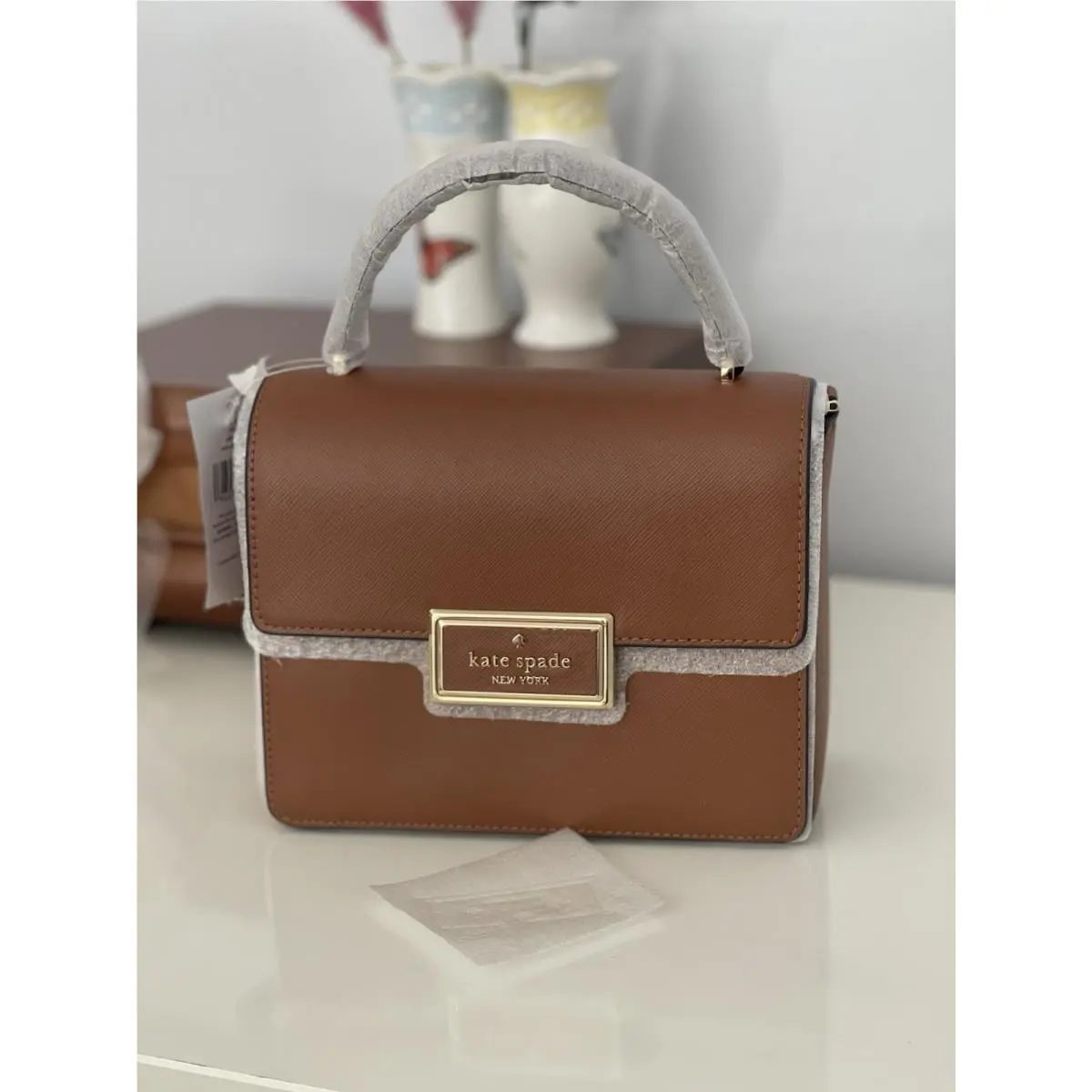 Reegan Leather Top Handle Crossbody Handbag In Warm Ginger by Kate Spade