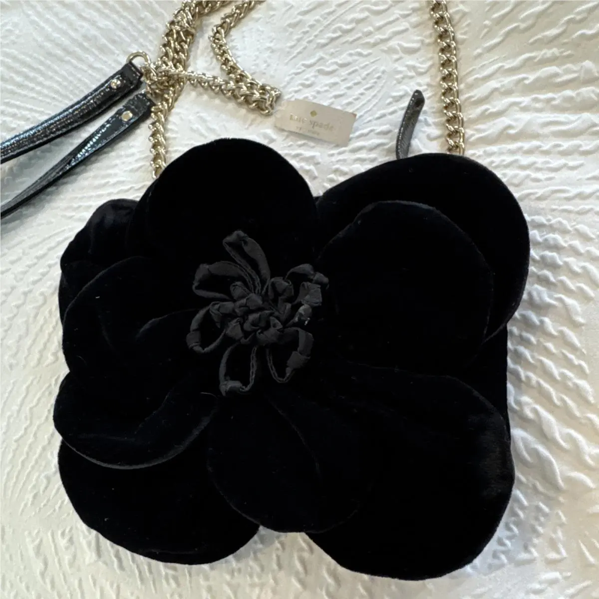 New York Black Flower Small Crossbody Chain Strap Zip Detachable by Kate Spade