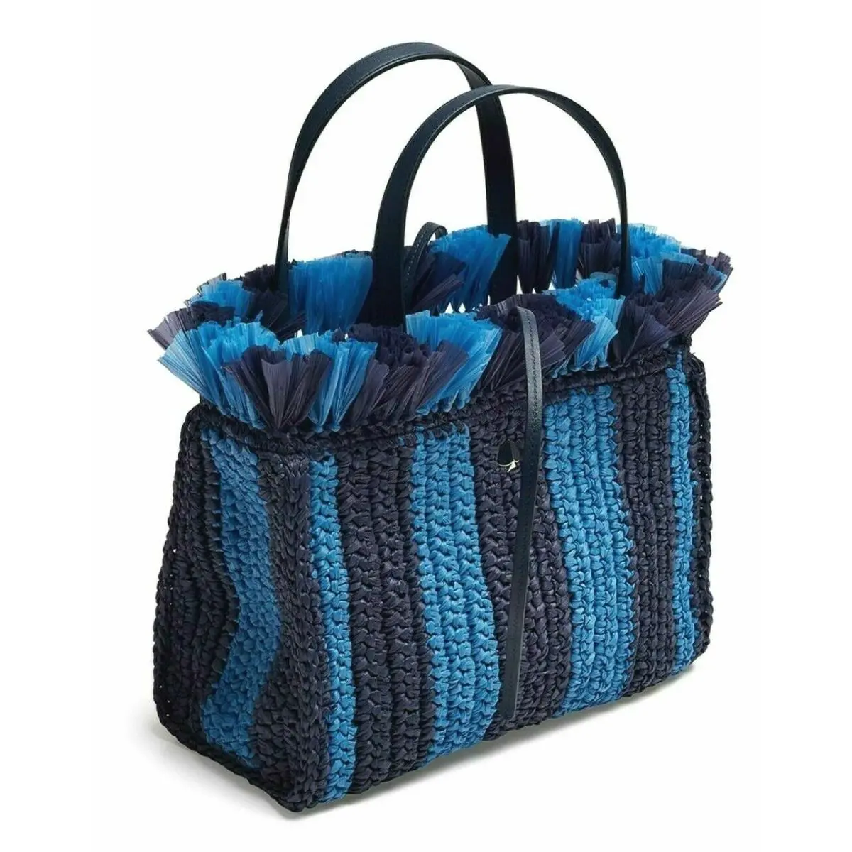 Sam Stripe Straw Medium Satchel/handbag Blazer Blue Multi by Kate Spade