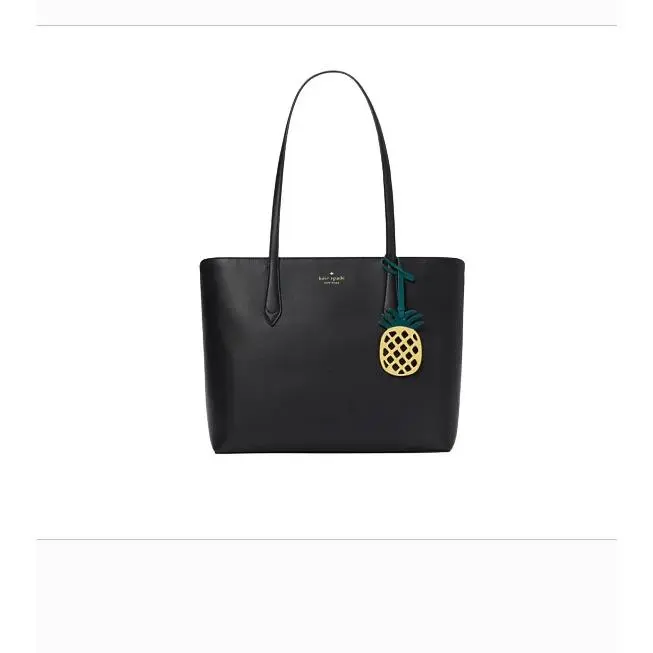 New York Marlee Pineapple Black Leather Tote Bag Carry All K7352 by Kate Spade
