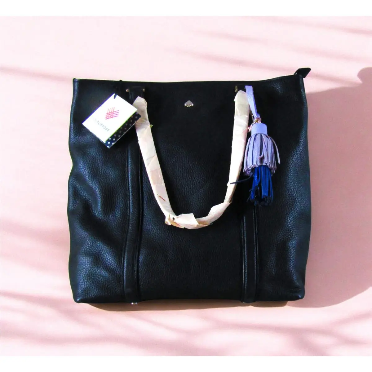 on Purpose North South Black Pebble Leather Tote by Kate Spade