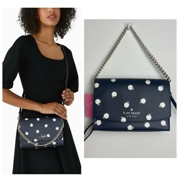 New  Apple Carson Orchard Convertible Crossbody Bag Navy Leather by Kate Spade