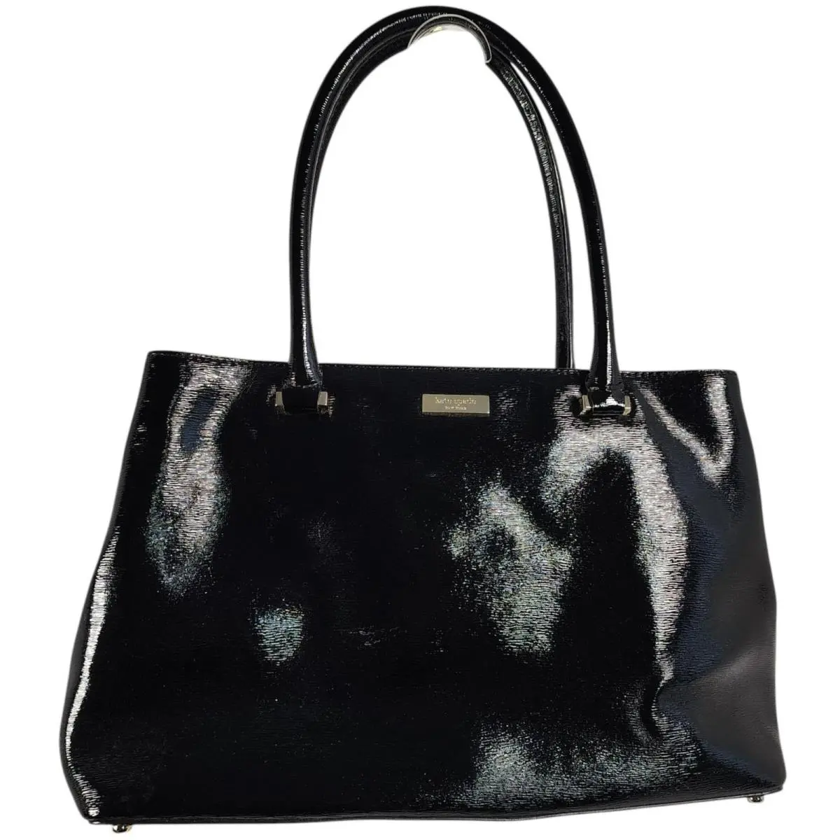 Elena Bixby Place Black Patent Leather Lg Triple Compartment Tote Bag by Kate Spade