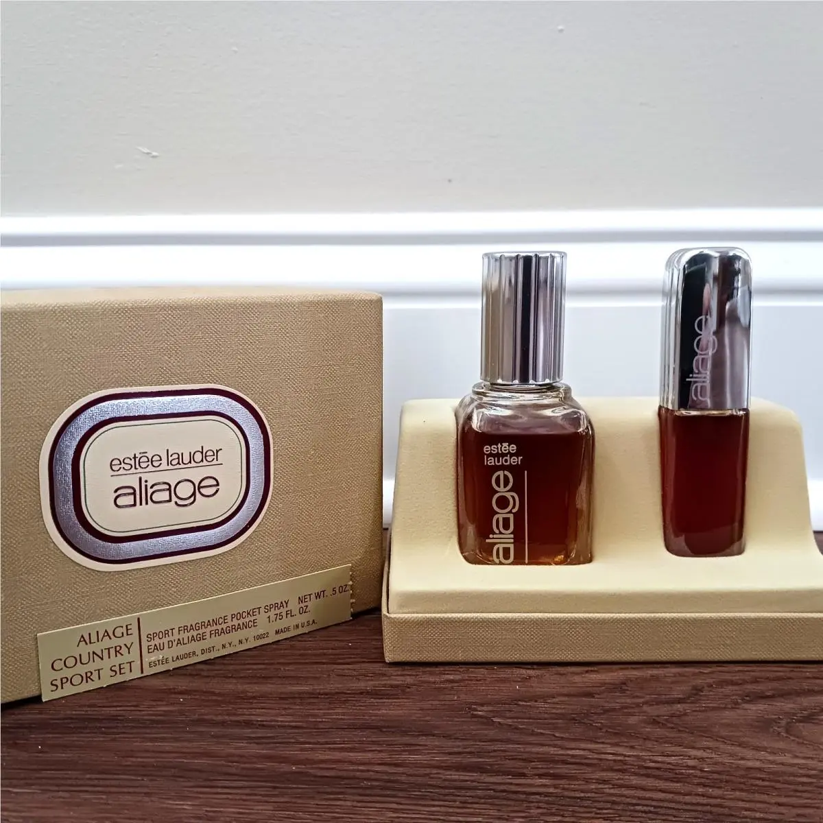 Estee Lauder Perfume Aliage Sport 2pc Gift Set Cologne Vintage Old Stock