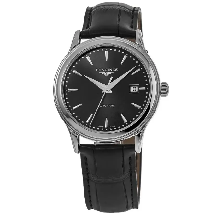 Longines Flagship Automatic Black Dial Leather Men`s Watch L4.984.4.59.2
