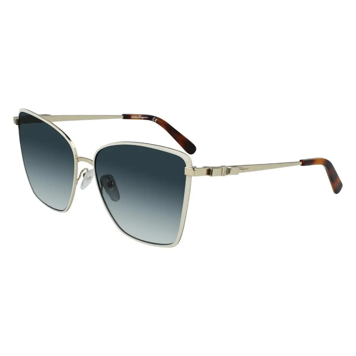 Ferragamo SF279S 721 Gold Blue Gradient Cat Eye Sunglasses 59mm Women`s by Salvatore Ferragamo