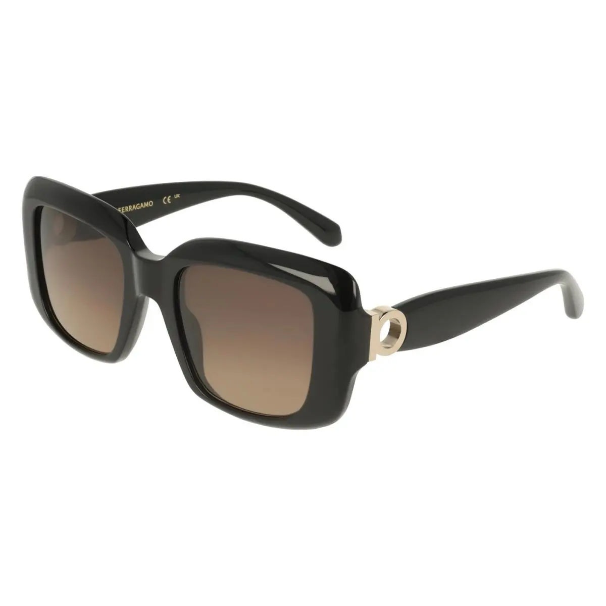 Ferragamo SF2117S 001 Black Brown Gradient Square Sunglasses 52mm Women`s by Salvatore Ferragamo