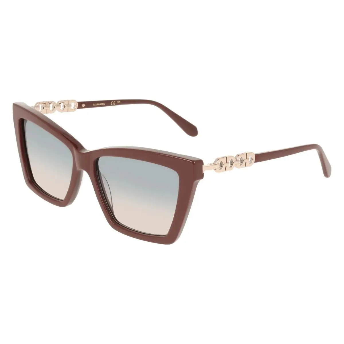 Ferragamo SF2112S 606 Burgundy Blue Gradient Cat Eye Sunglasses 57mm Women`s by Salvatore Ferragamo