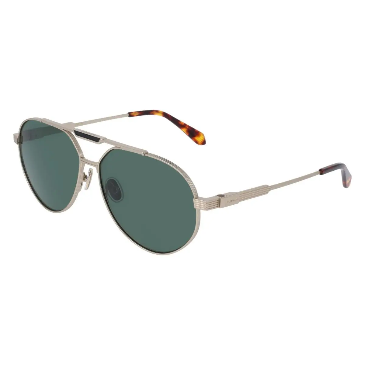 Ferragamo SF327S 711 Gold Green Aviator Sunglasses 62mm Men`s by Salvatore Ferragamo