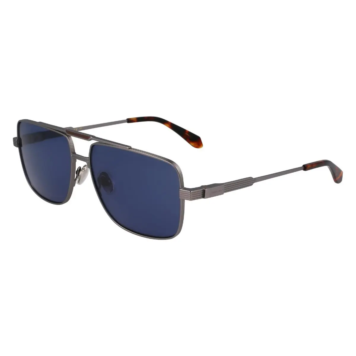 Ferragamo SF318S 021 Grey Blue Aviator Sunglasses 60mm Men`s by Salvatore Ferragamo