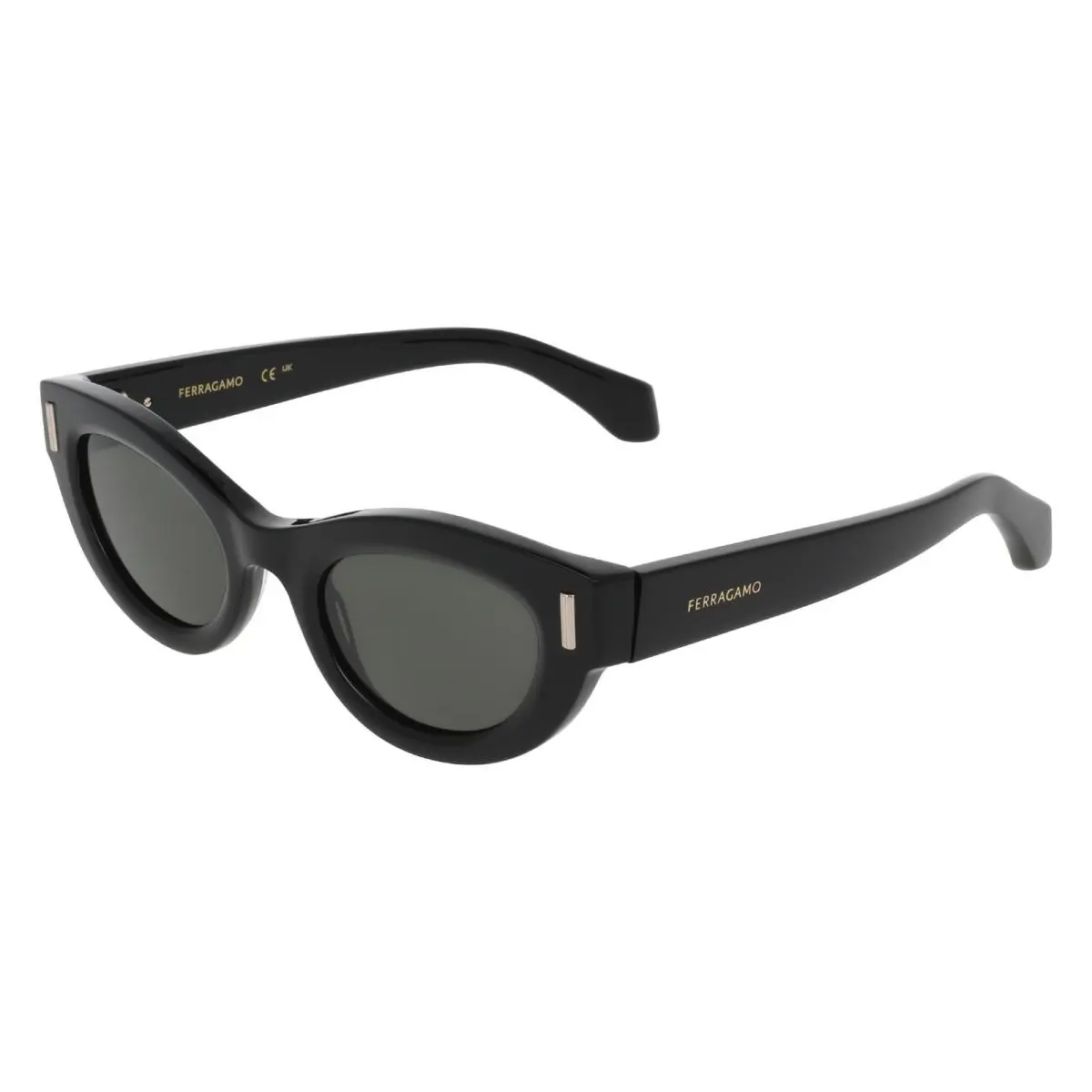 Ferragamo SF2062SE 001 Black Green Cat Eye Sunglasses 49mm Women`s by Salvatore Ferragamo