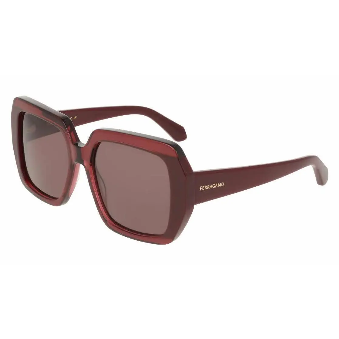 Ferragamo Solid Square Sunglasses 56mm Opaline Red Burgundy R1071 by Salvatore Ferragamo